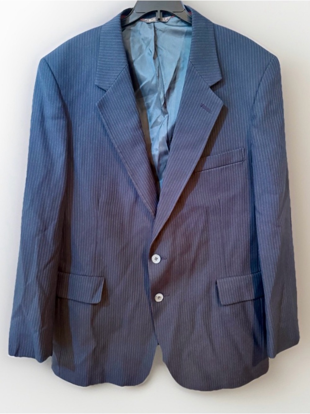 VTG Levi Strauss Blazer Mens 44R Blue Pinstripe Two Button Business Made In USA